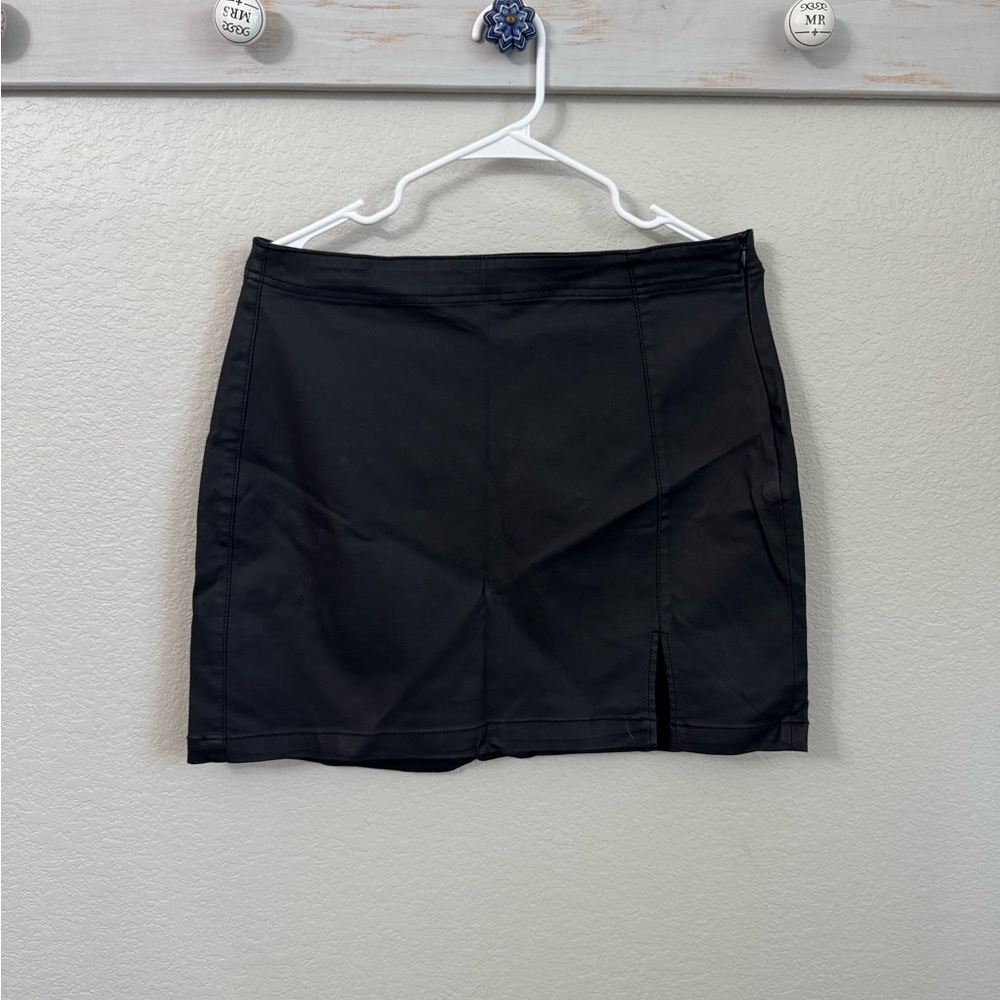 Black Faux Leather Mini Skirt